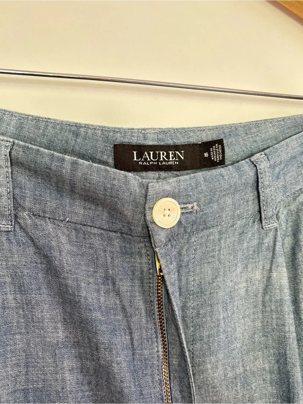 Lauren Ralph Lauren Pleated Chambray Wide Leg Pants Size 16 NEW Classic L64 - Picture 9 of 15